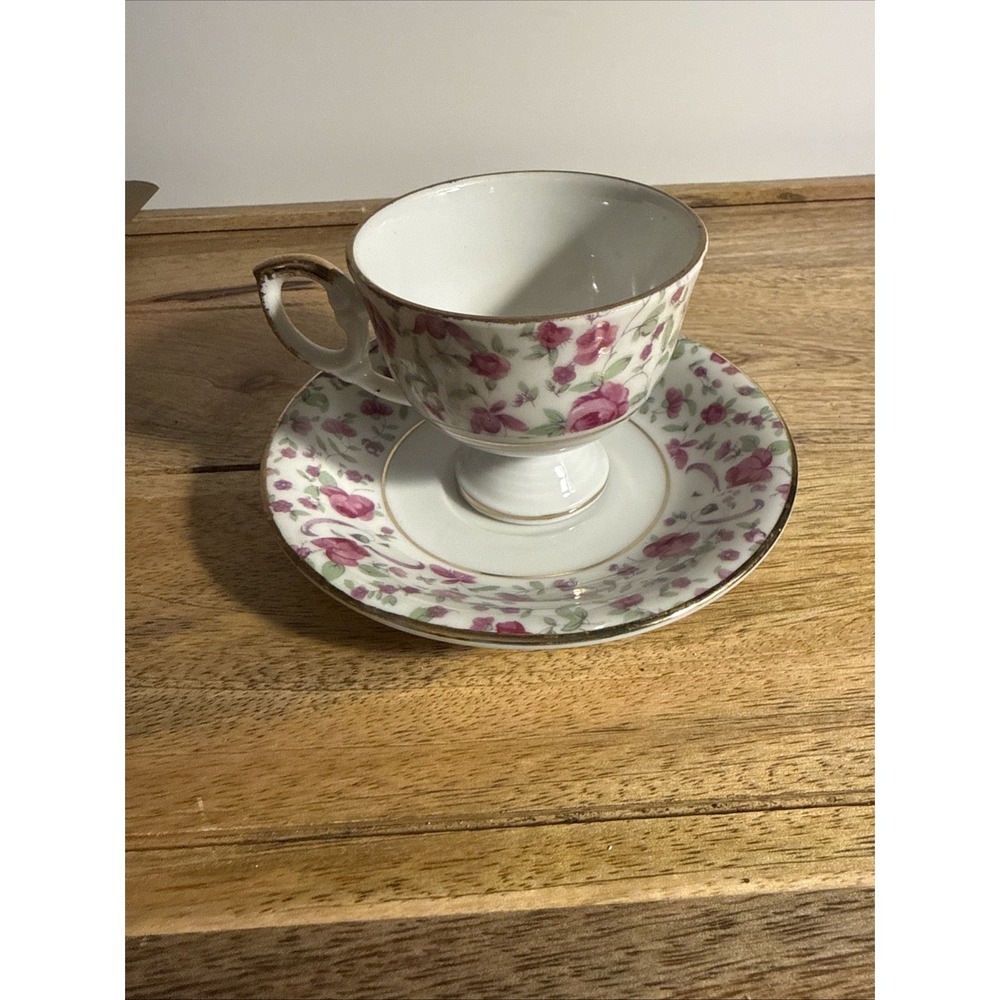Vintage Floral Napcoware Demitasse Cup And Saucer Made In Japan